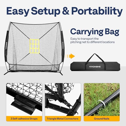 7 x 7 ft Baseball Softball Hitting Net with Carry Bag K2829