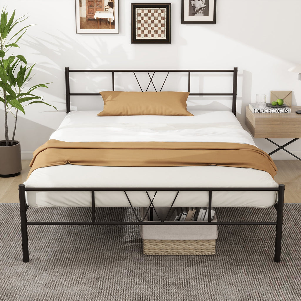 Twin Size Metal Platform Bed Frame with Headboard and Footboard P96788