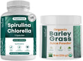 Spirulina and Chlorella Capsules and Barley Grass Juice Powder Bundle H433