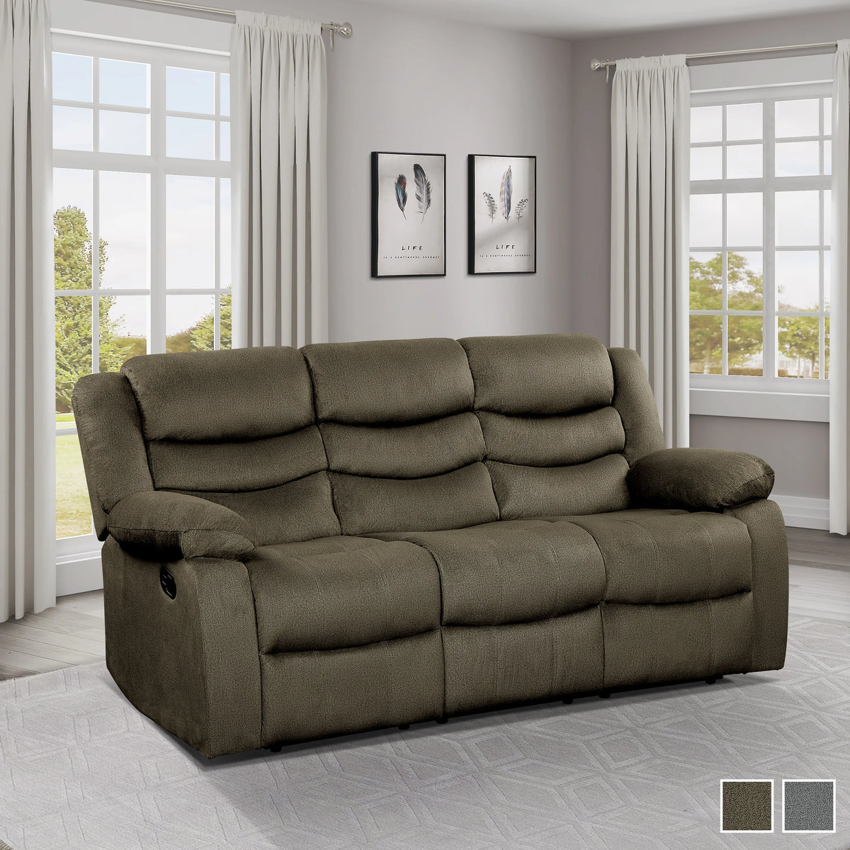 Brown Double Reclining Sofa E5026