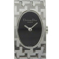 Pre-Owned Stainless Steel Swiss Made Silver Quartz Analog Display Black Dial Ladies Watch T112743