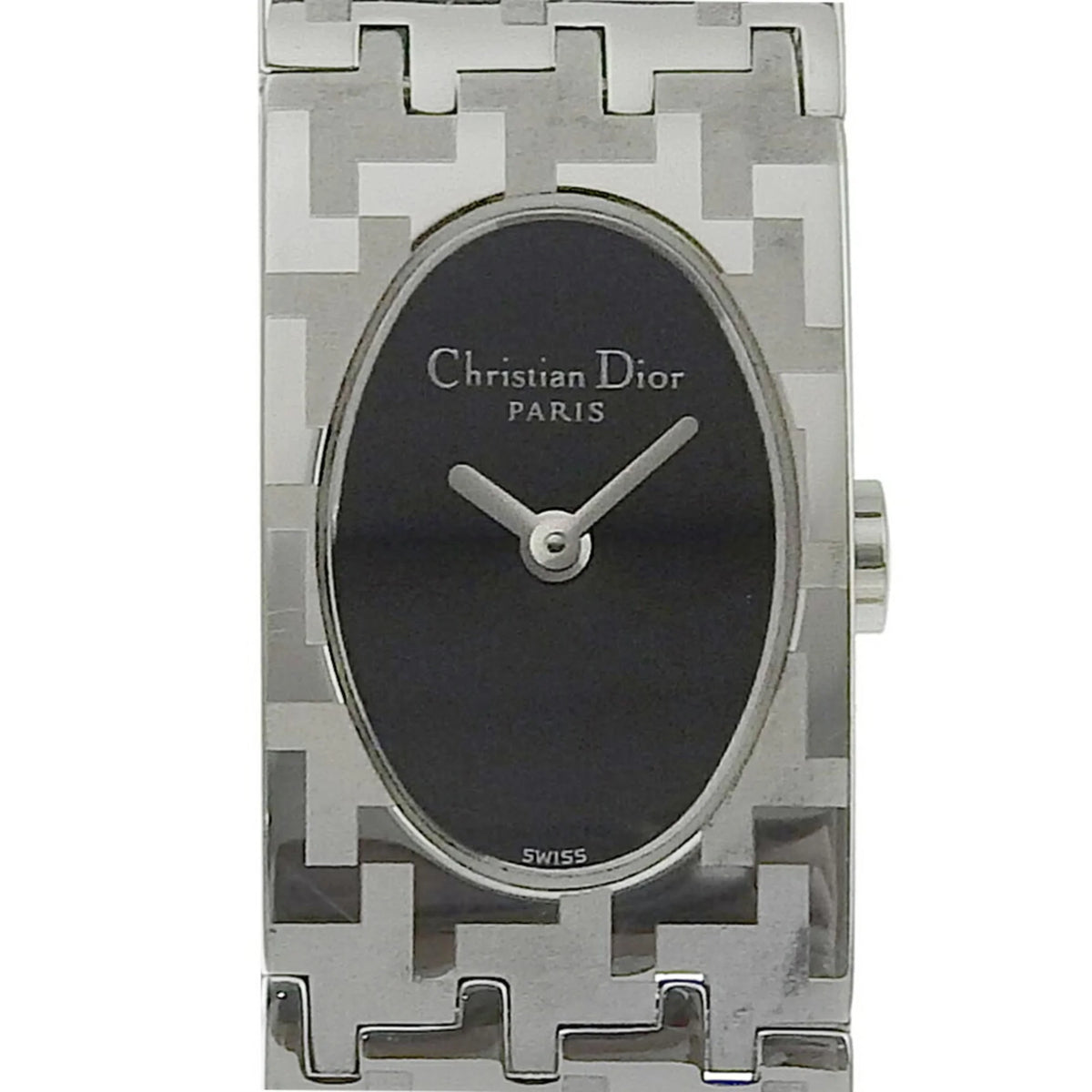 Pre-Owned Stainless Steel Swiss Made Silver Quartz Analog Display Black Dial Ladies Watch T112743