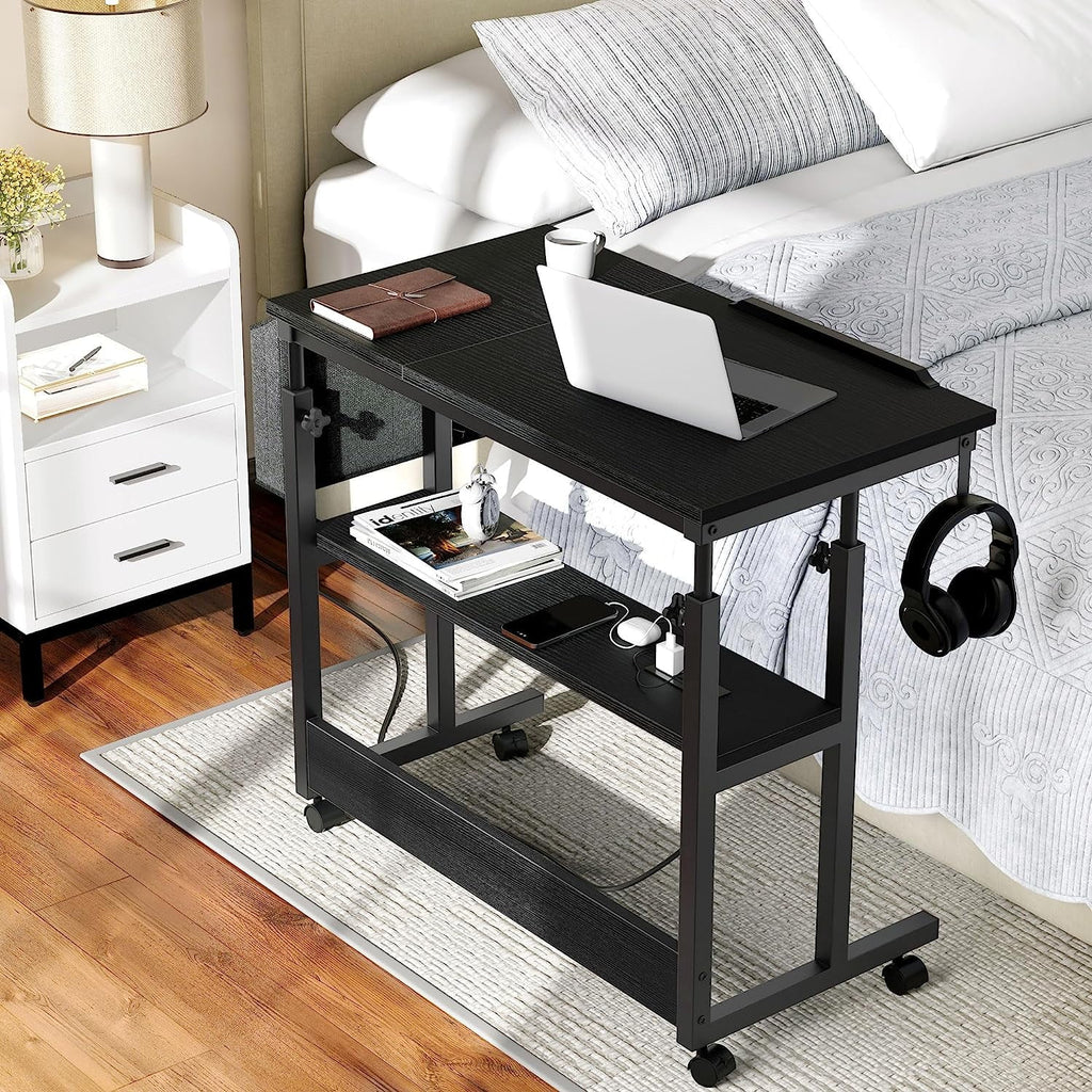 Black Adjustable Standing Desk with Wheels J46144