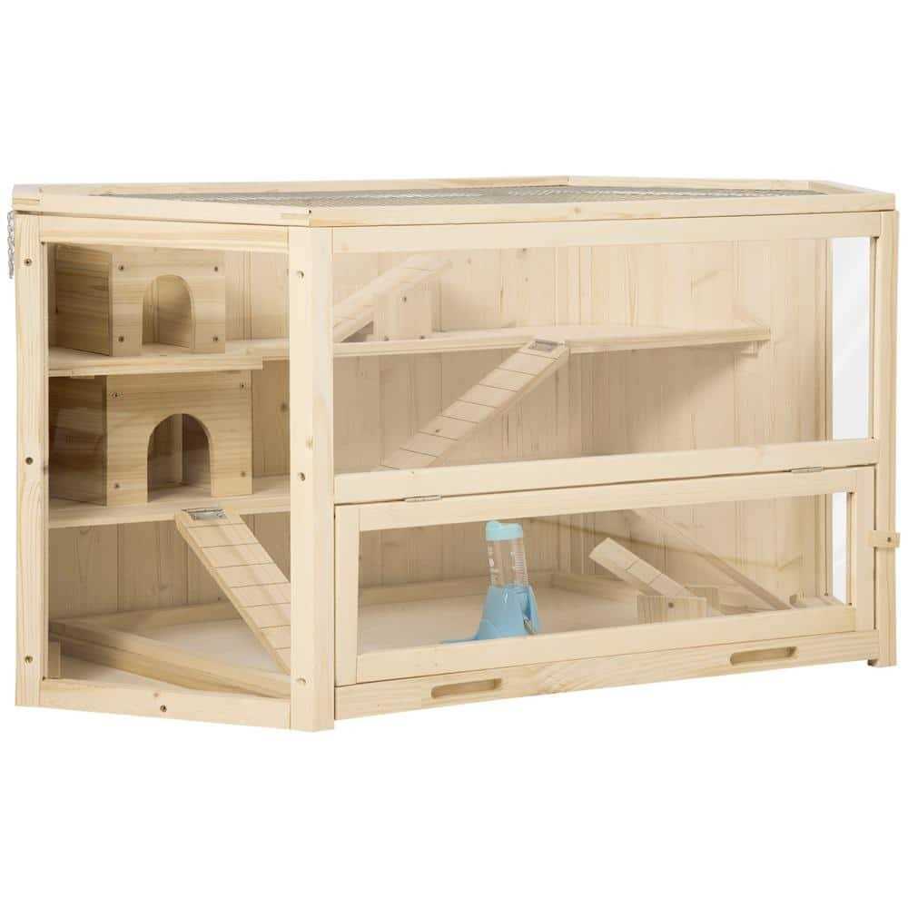 3 Tier Wooden Hamster Cage Small Animal House with Slide F335