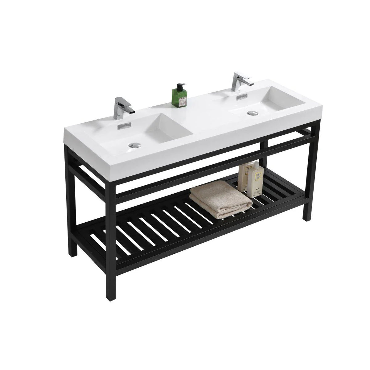 60 in. Double Sink Stainless Steel Console with Acrylic Sink G520