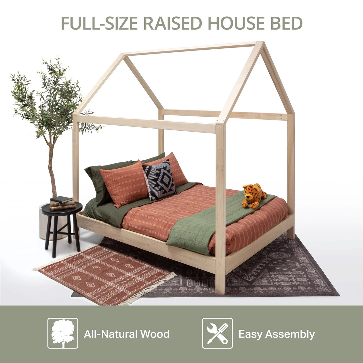 Full Size House Bed with Raised Base F9142