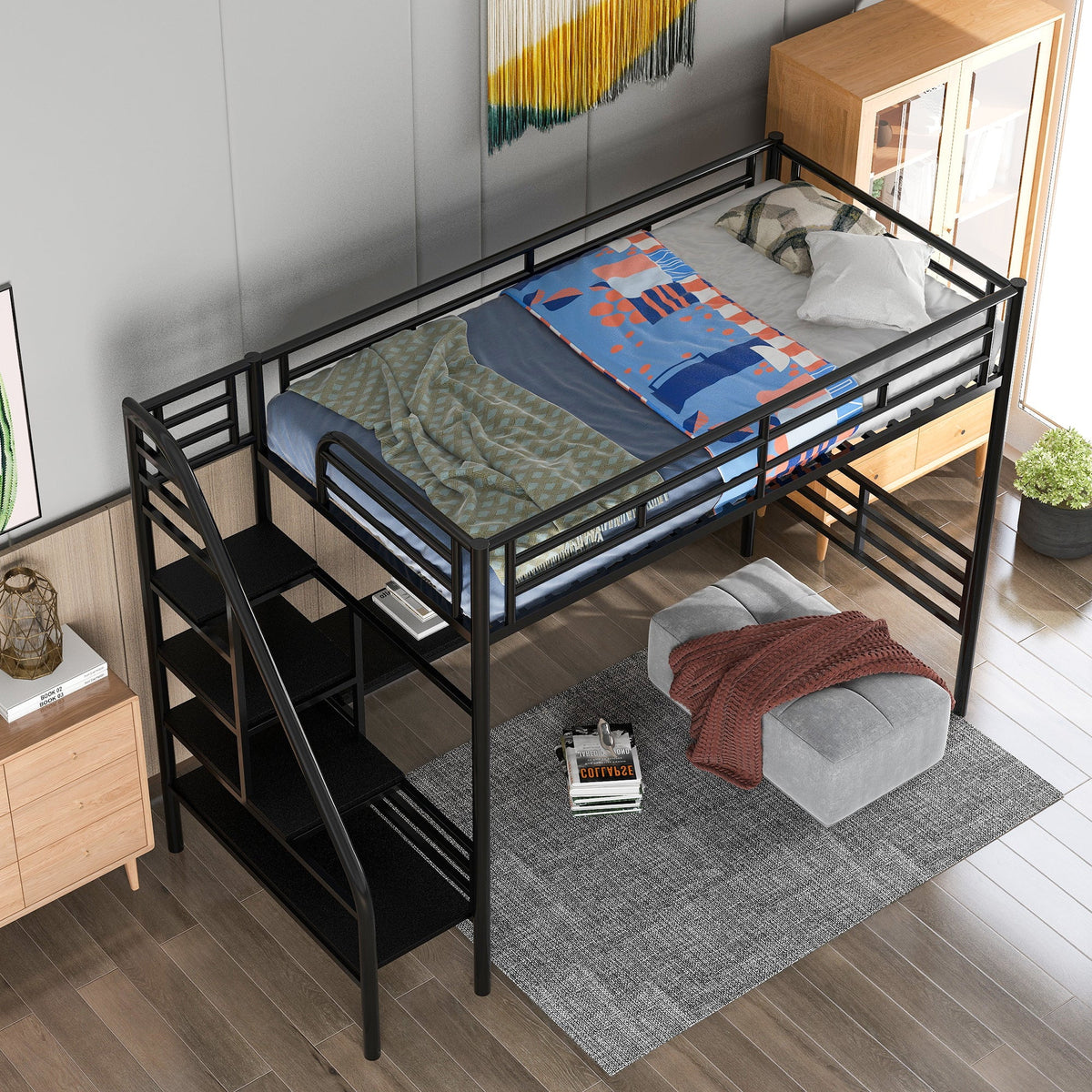 Twin Metal Loft Bed Frame L4967