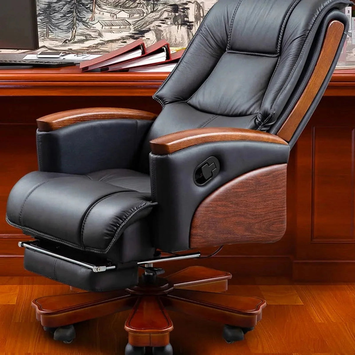 Swivel Ergonomic Leather Office Chair V9369