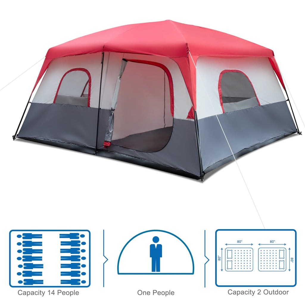 14 People Waterproof Windproof Camping Tent with 2 Doors V674