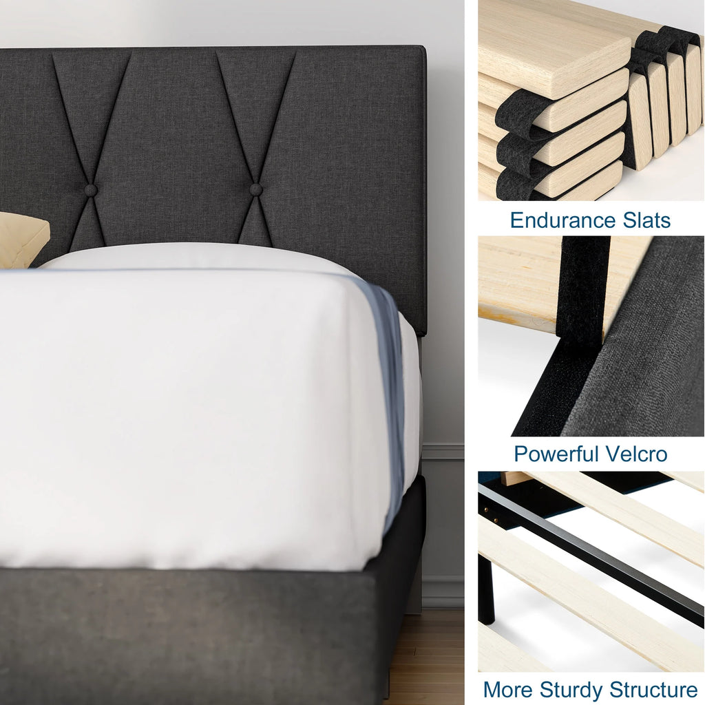 Full Size Platform Bed with Upholstered Headboard J6590