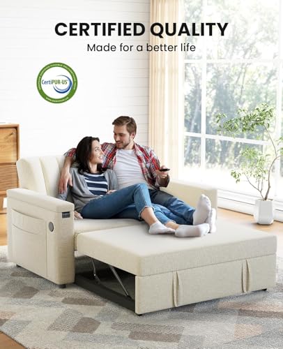 3-in-1 Convertible Sleeper Sofa with USB Charging and Side Pockets S24463