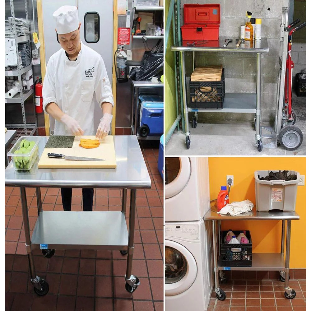 96" x 30" Stainless Steel Work Table with 2 Shelves Z532