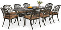 9-Piece Cast Aluminum Patio Dining Set with Umbrella Hole F4651