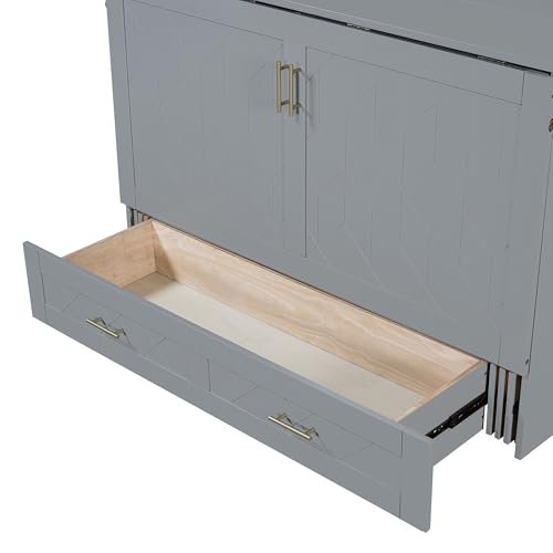 Queen Size Murphy Wall Bed with USB Charging Station and Storage Drawer L74993