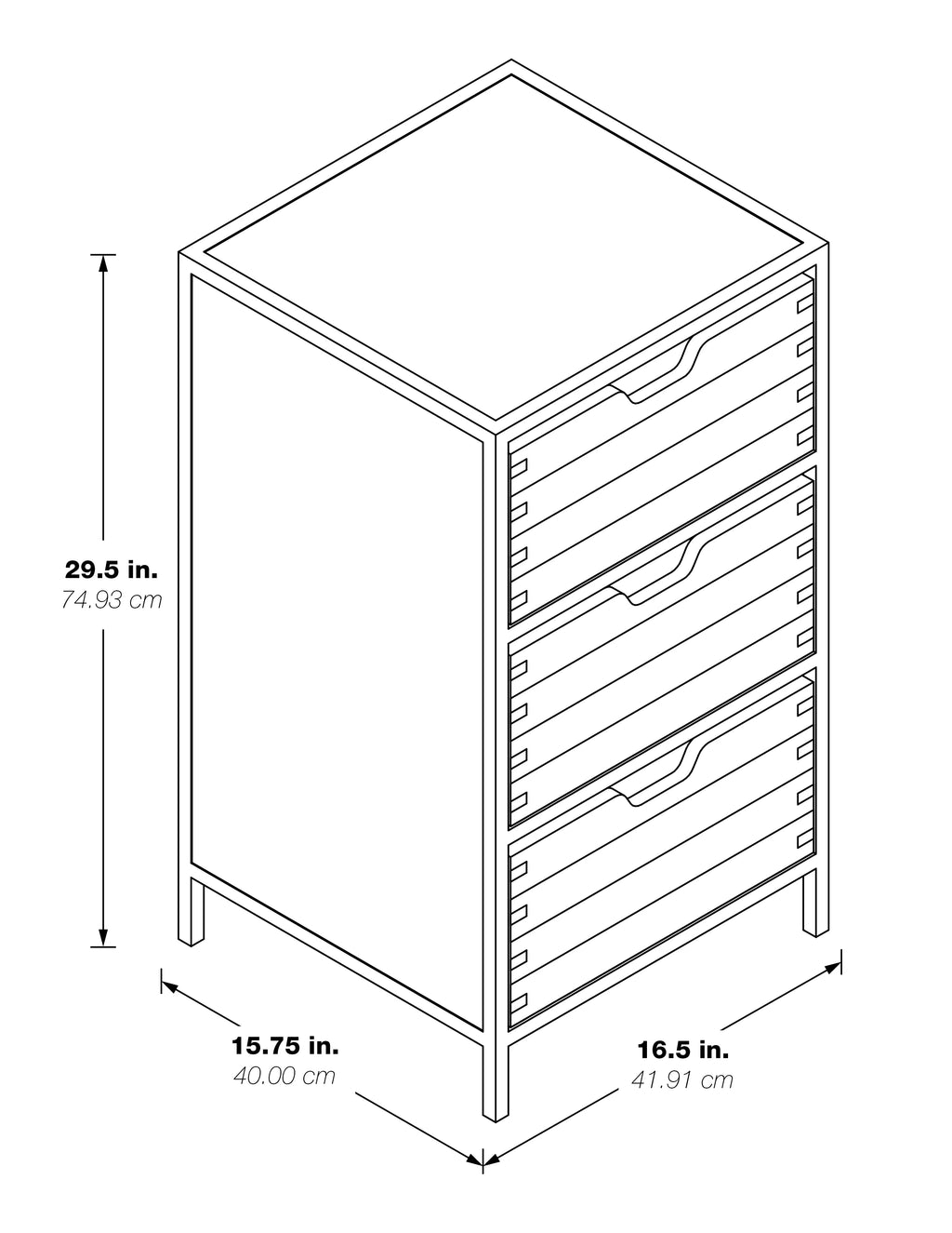 Walnut Storage Cabinet with 3 Drawers O197