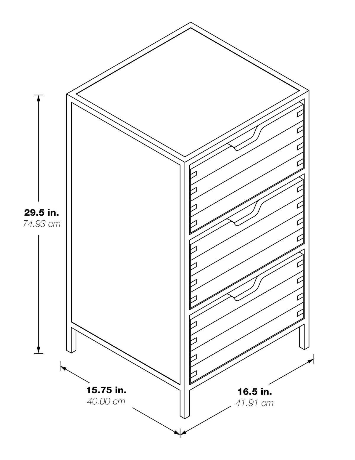 Walnut Storage Cabinet with 3 Drawers O197
