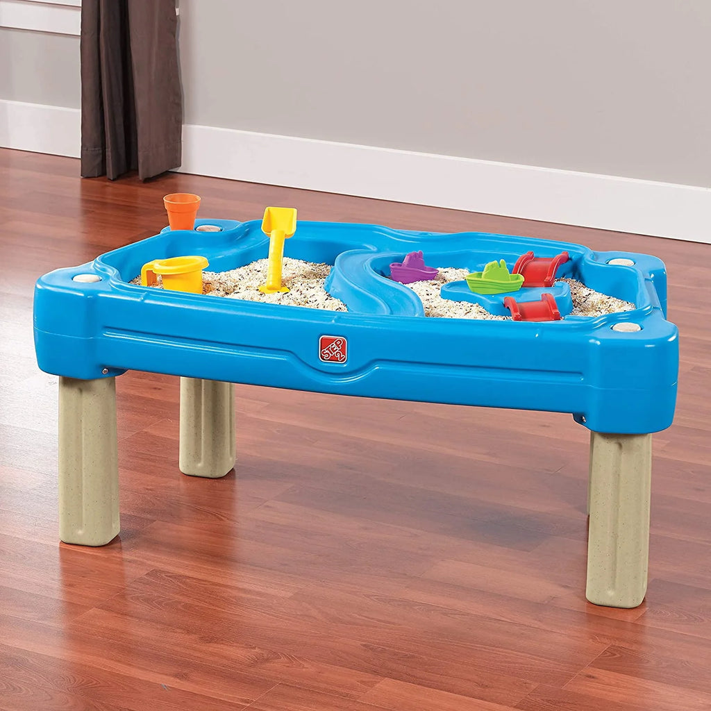 Blue Plastic Sandbox and Water Table with Cover and Umbrella D8845