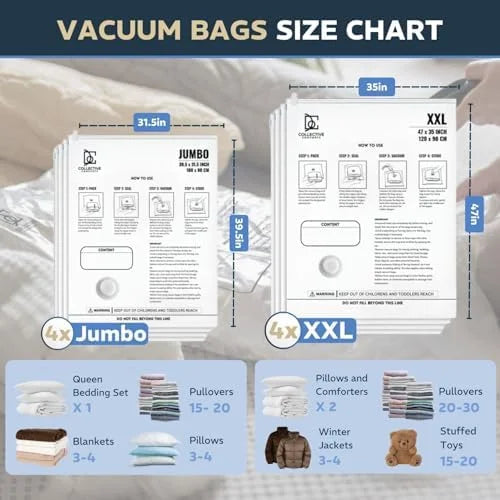 8 Pack XXL Jumbo Vacuum Storage Bags Z656662
