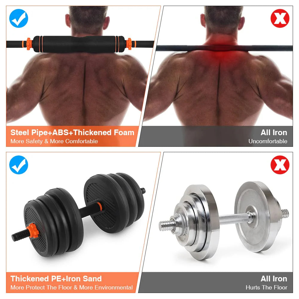 55lb Adjustable Dumbbell, Barbell, and Kettlebell Set H41362