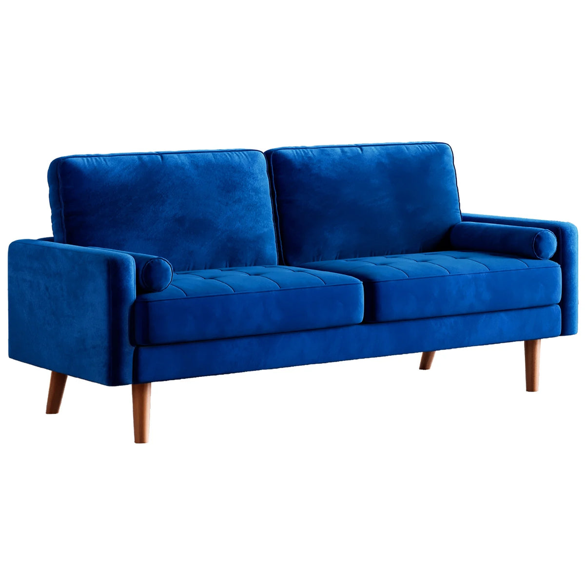 Blue Velvet Rolled Arm Sofa I57592