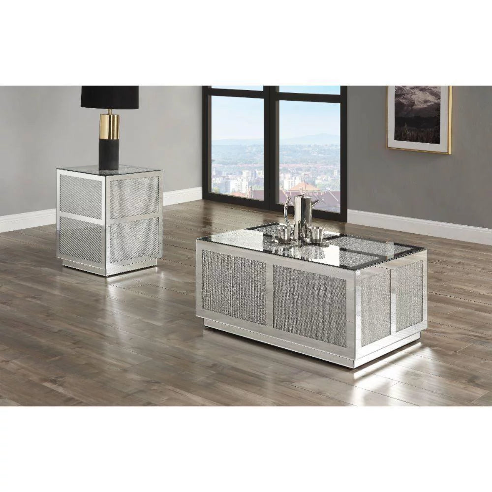 Mirrored Coffee Table + 2 End Tables R8356