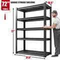 5-Shelf Heavy Duty Adjustable Metal Shelving Unit Black R925