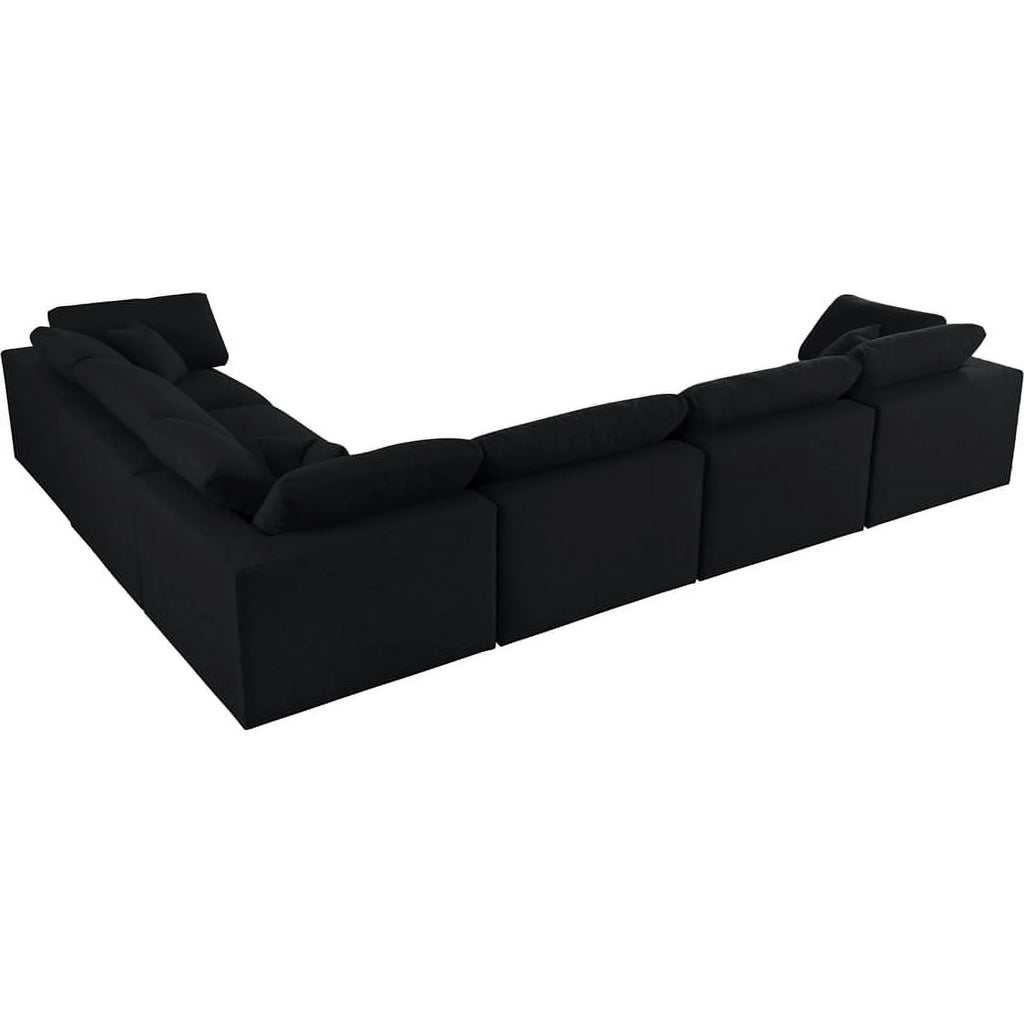 Black Linen Fabric Modular Sectional V706828