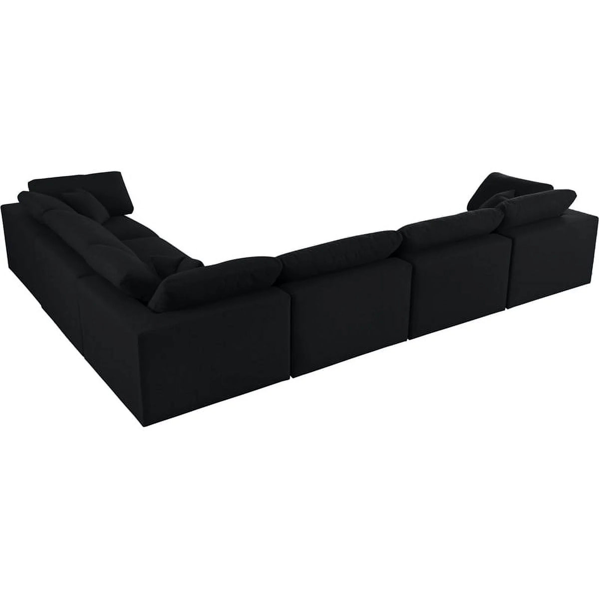 Black Linen Fabric Modular Sectional V706828