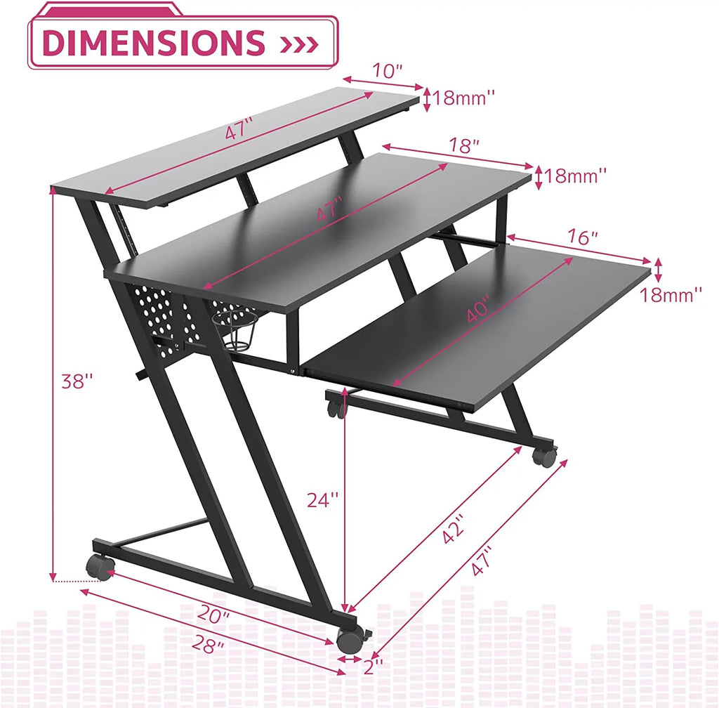 Recording Piano Desk Workstation Table W1932