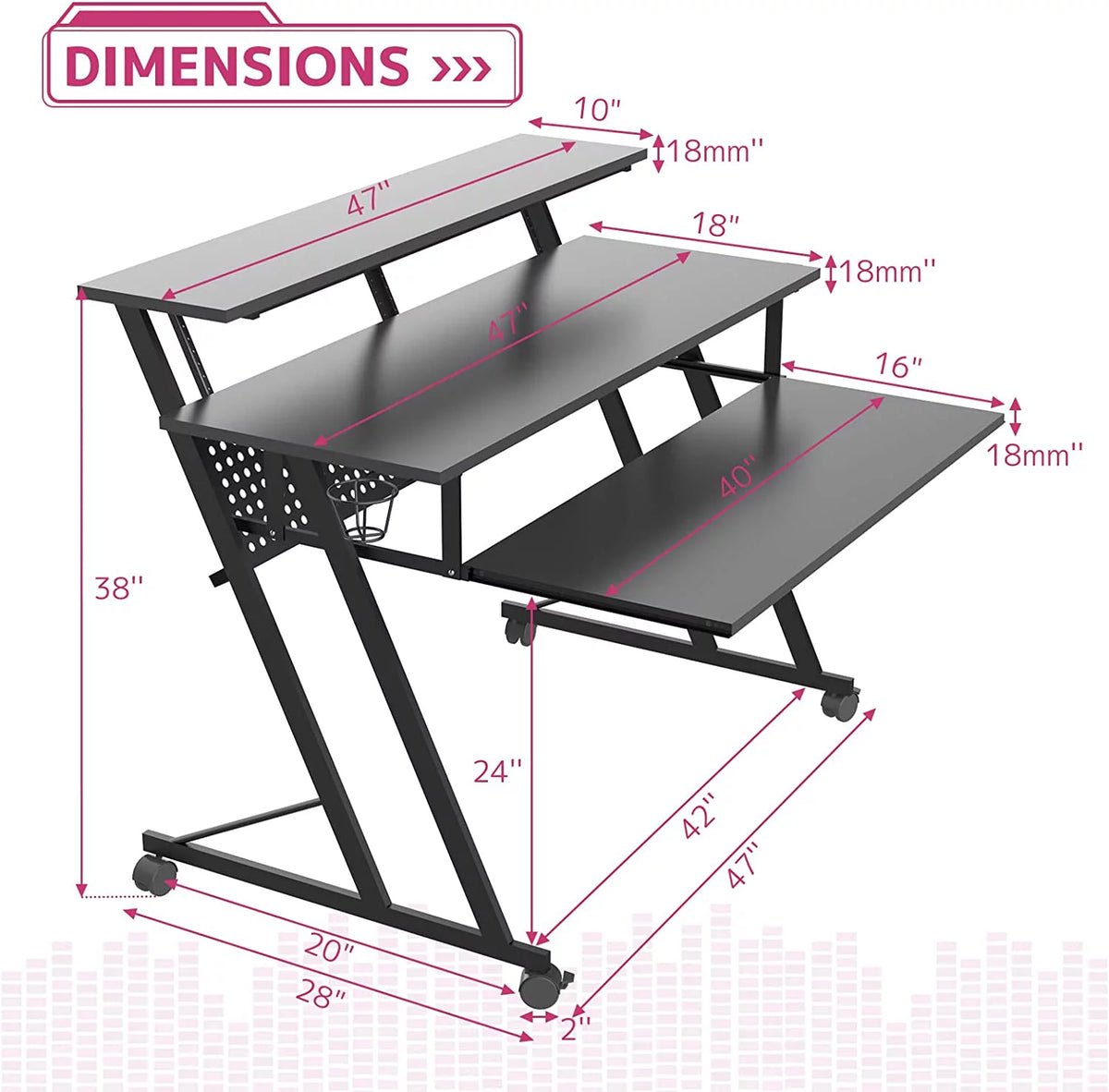 Recording Piano Desk Workstation Table W1932