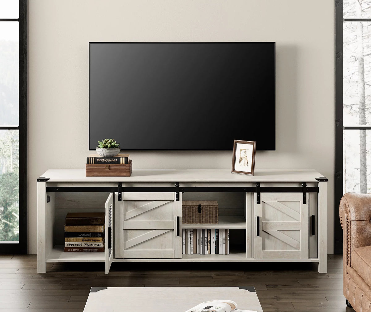 Blue Farmhouse TV Stand for 75 inch TV I53921