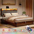 Full Size Lift Up Storage Platform Bed with Wingback Headboard M95199