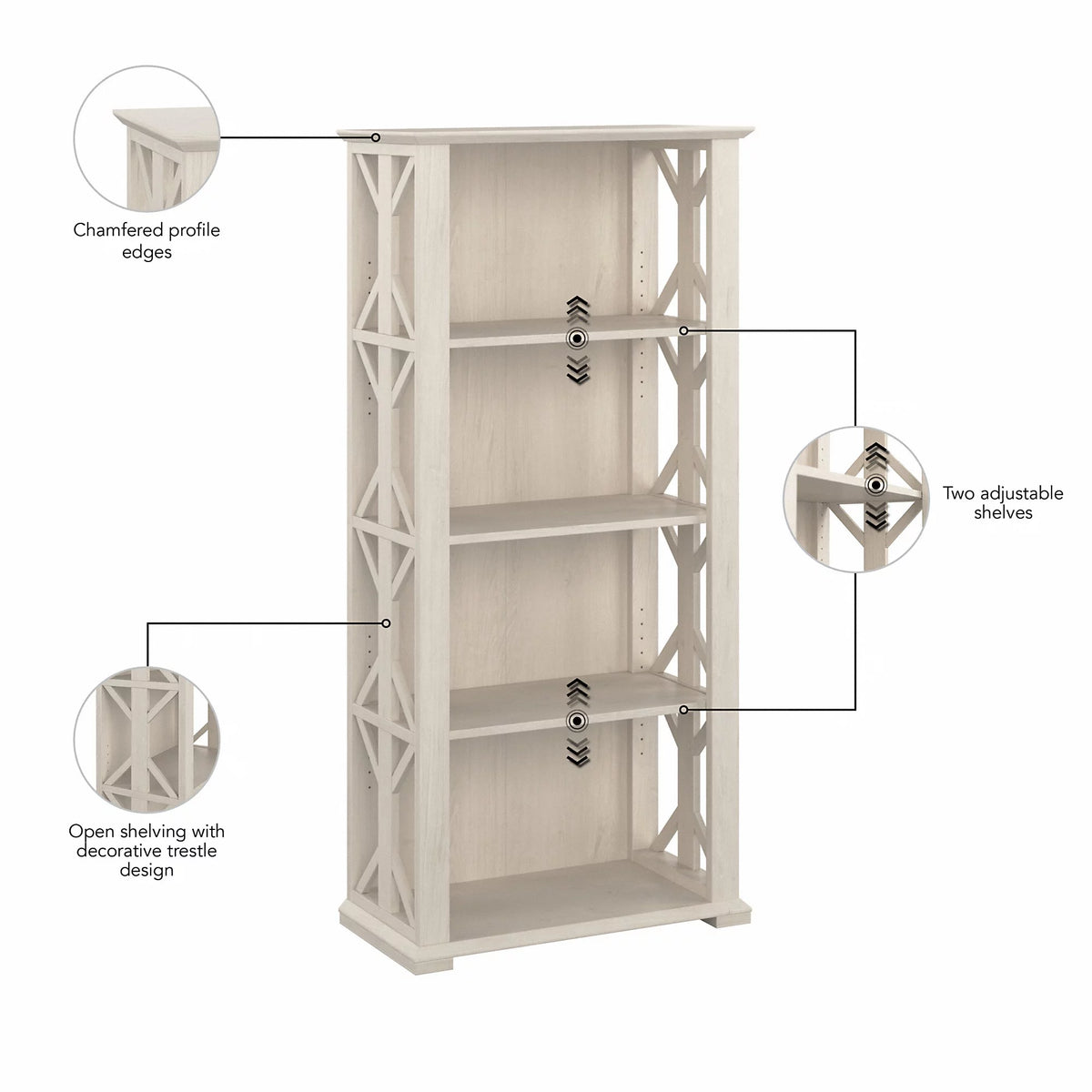 4 Shelf Farmhouse Bookcase M3710