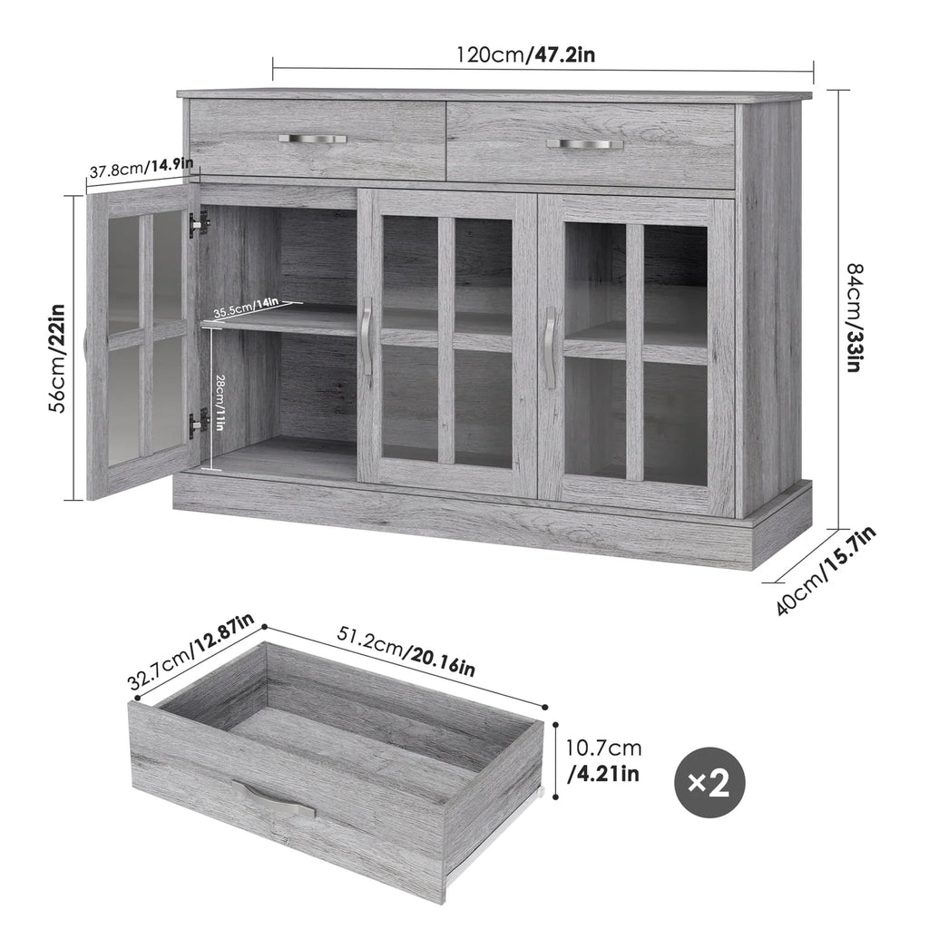 Gray 3 Door 2 Drawer Buffet Cabinet L2719