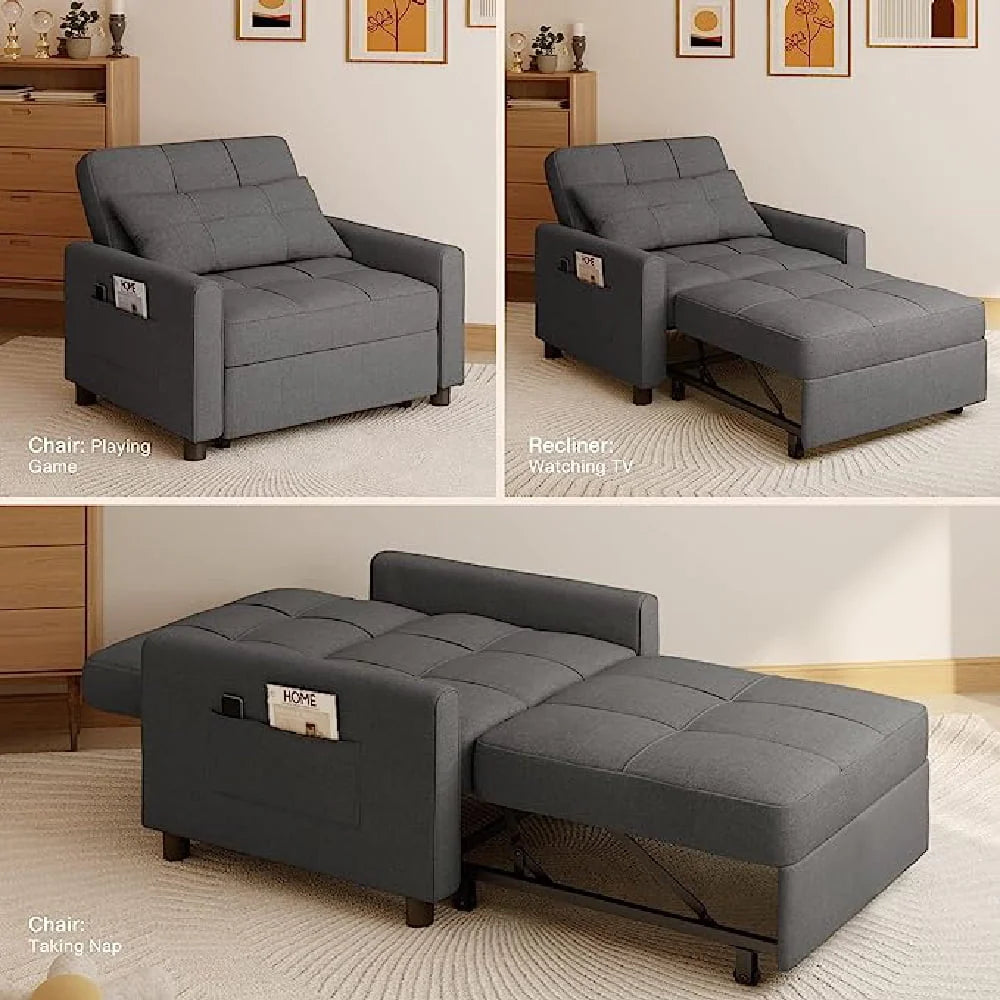 Light Gray Convertible Sofa Bed D171775