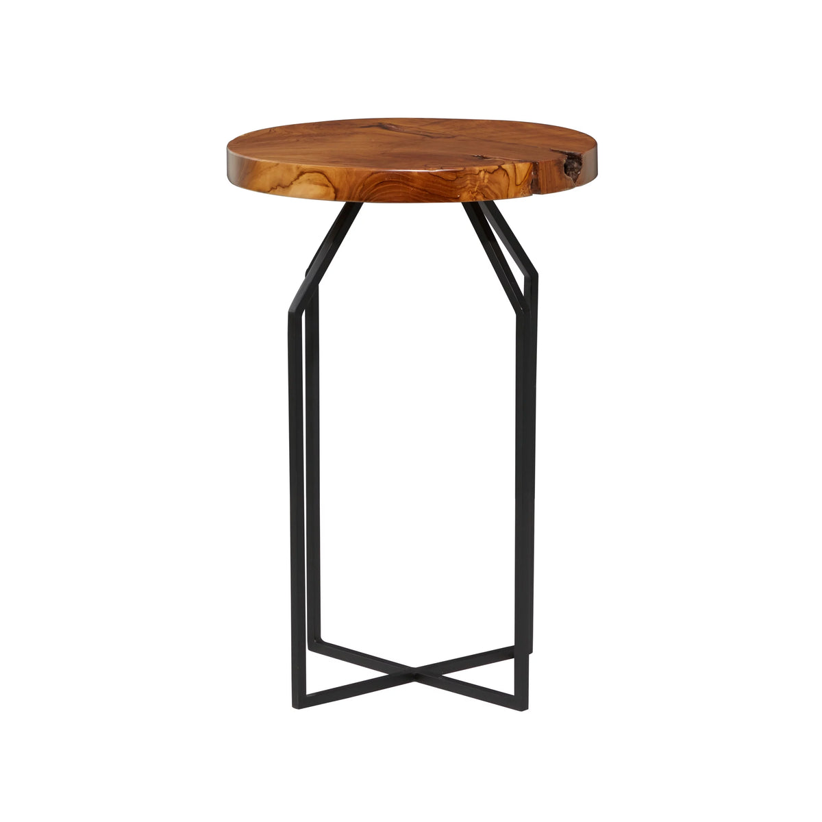 16" x 24" Brown Teak Wood Live Edge Accent Table S5993