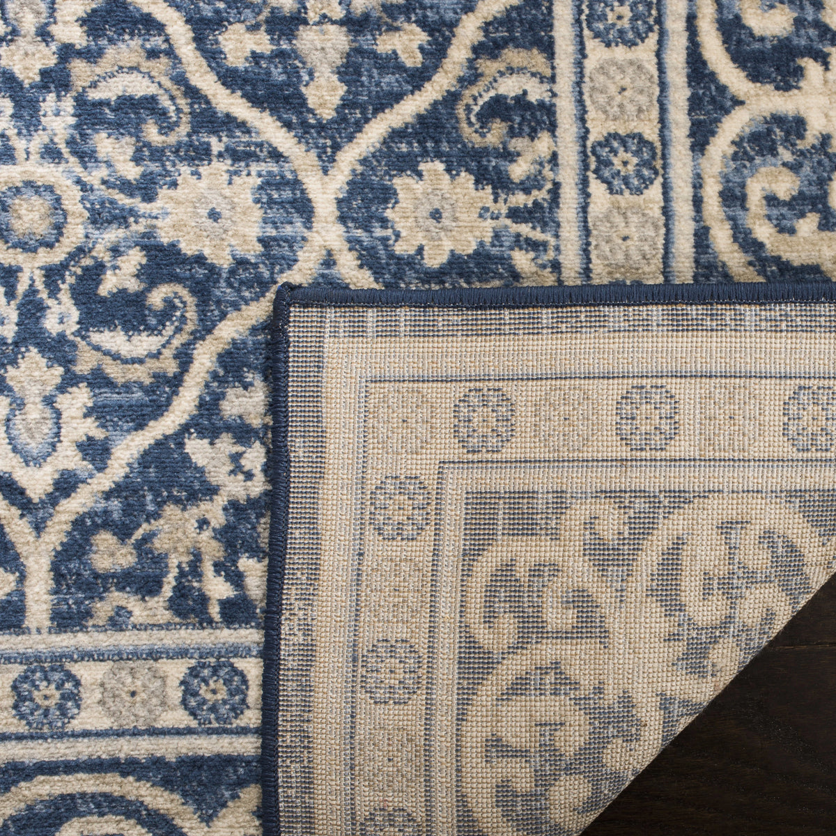Navy Light Grey Geometric Area Rug E567