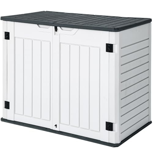 Horizontal Shed with Padlock Latch, 35 Cu Ft Waterproof Light Gray I360