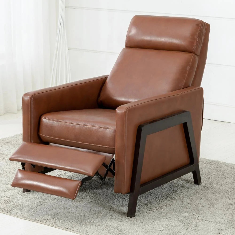 Caramel Faux Leather Push Back Recliner Y5879