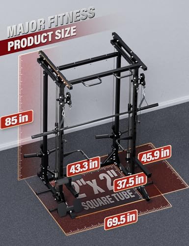 Smith Machine Squat Rack with Weight Bar, Cable Crossover Machine T5187