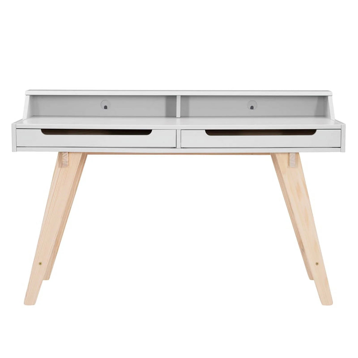 Modern Wood Two Drawer Desk in White Q408