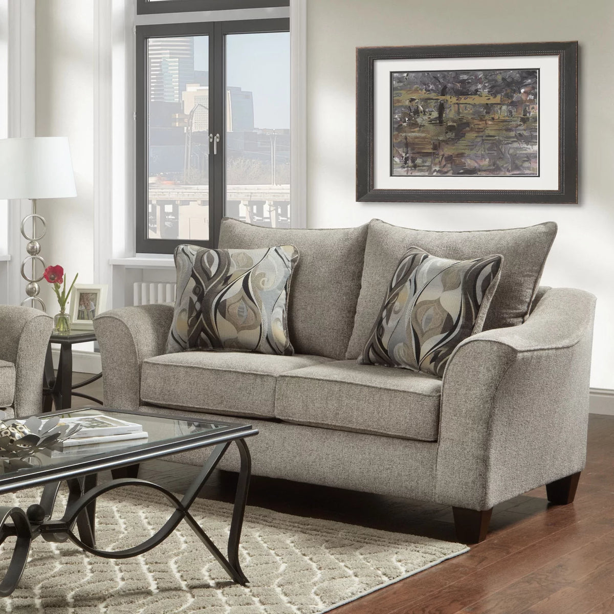 Fabric Pillowback Loveseat D84230