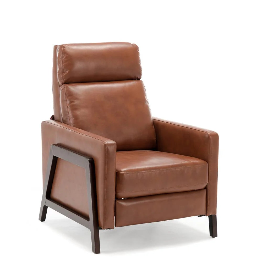 Caramel Faux Leather Push Back Recliner Y5879