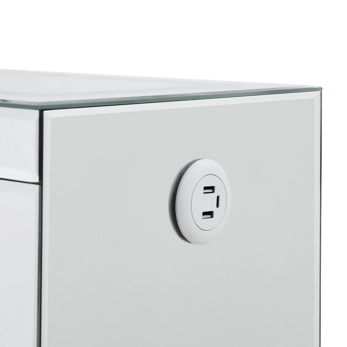 3 Drawer Mirrored Nightstand with Wireless Charging Station I112