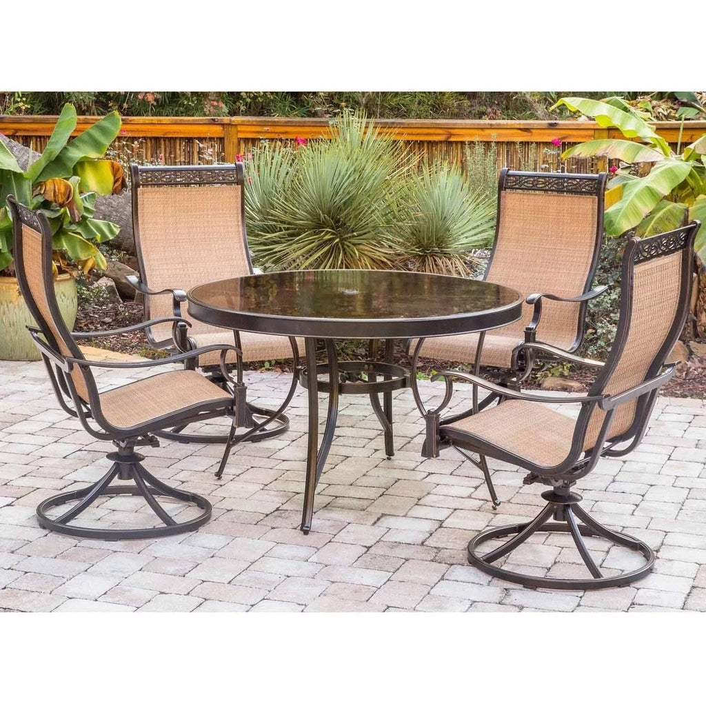 5-Piece Aluminum Outdoor Patio Dining Set with Swivel Rockers and Table P8577