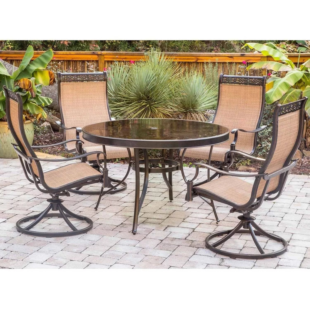 5-Piece Aluminum Outdoor Patio Dining Set with Swivel Rockers and Table P8577