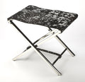 Black Silver Hide Metal Folding Stool I19109