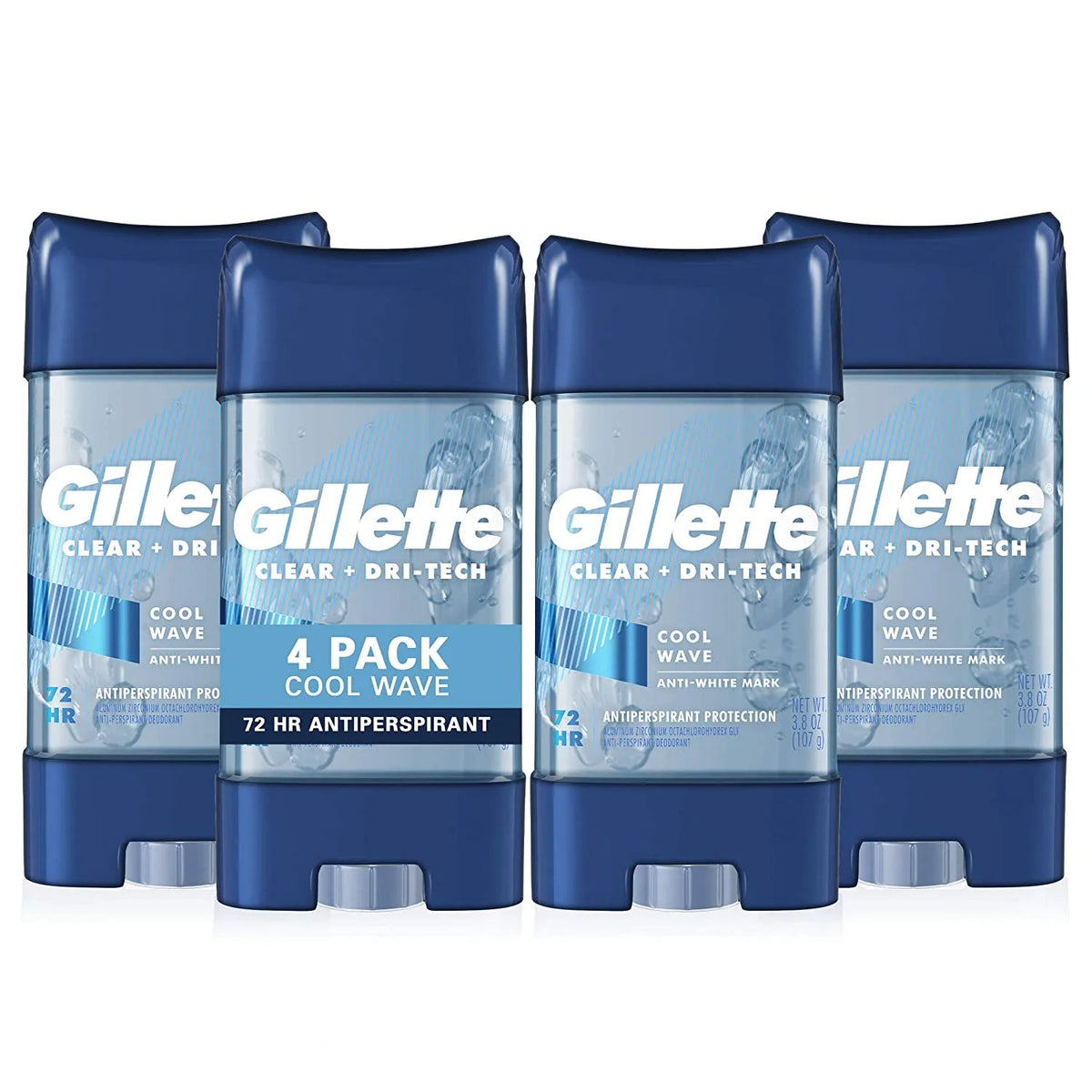 Clear Gel Deodorant Cool Wave 3.8 oz Pack of 4 P673990