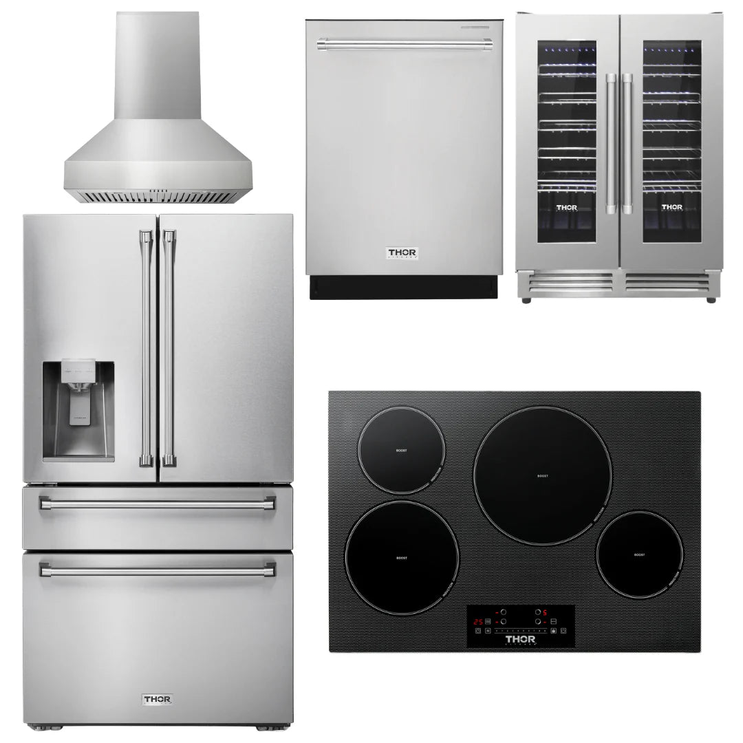 30 Induction Cooktop, Range Hood, Refrigerator, Dishwasher, Wine Cooler S421