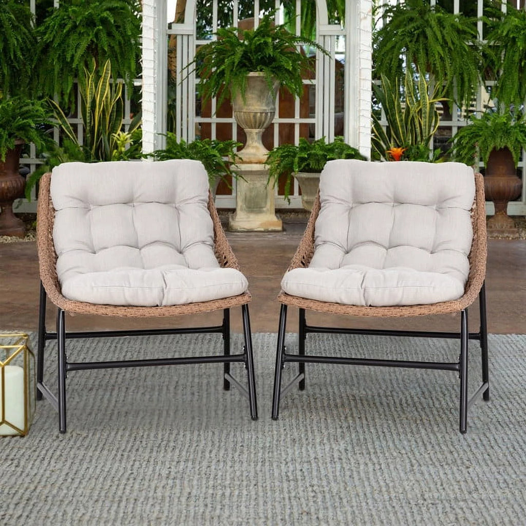 Navy Blue Rattan Wicker Oversize Patio Chair with Cushion V727
